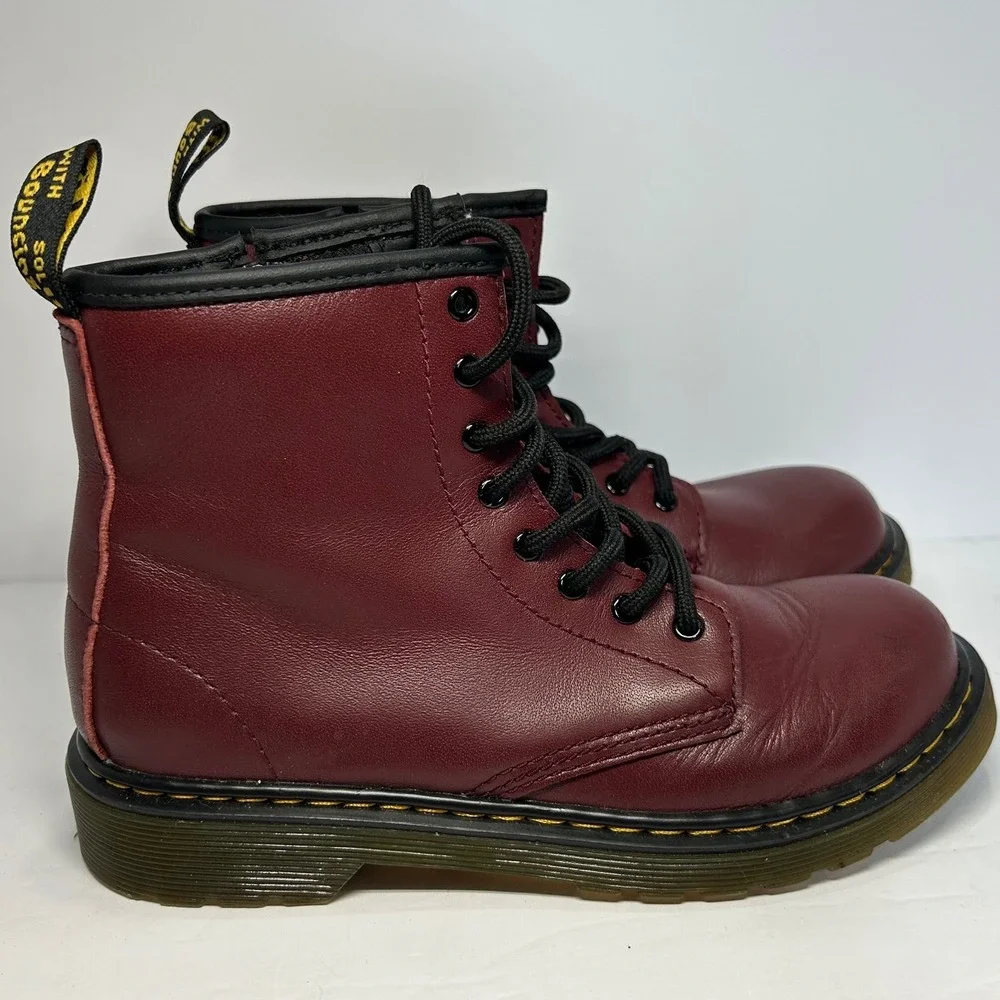 Dr. Martens Junior Burgundy Cherry Red Leather Side Zip Boots Men's 4 Women's 5
